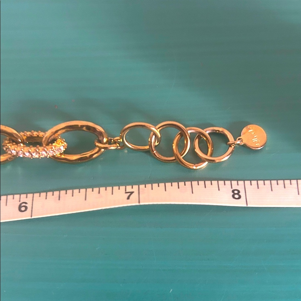 Stella & Dot Gold Tone Pavé Crystal Encrusted Chain Link Bracelet - Picture 9 of 11
